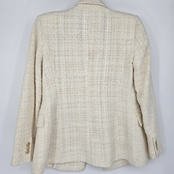 Zara cream tweed Double-Breasted Blazer - Picture 5 of 11